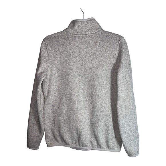 L.L. BEAN Sweater Fleece Jacket Beige Pull Over Snap Button Sz M Regular - Picture 2 of 7